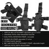Molle Tactical Pistol Thigh Gun Holster, Drop Leg Holster, Right Hand Adjustable (A-Black)