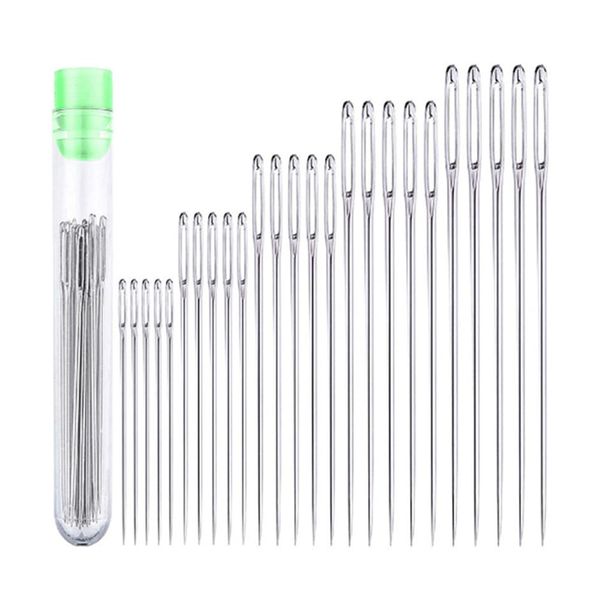 SANJAOYEE Hand Sewing Needles, Round Needles, 25 Pieces, For Sewing, Large Dull Needles, Leather Tools, Handicrafts, Craft Tools, Special Needle Set, Large Needle Set, Coarse Knitting Thread, Thick Sewing Needles, Large Needle Holes, Embroidery, For Garme