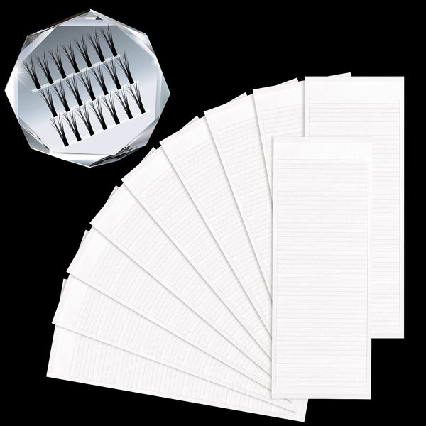 500 Pieces False Eyelash Fans Paper Tape Holder with Double Faced Adhesive Tape Fast Fan Tape Make Fan Tape for Volume Eyelash Extensions Tools Eyelash Extension Storage Tape