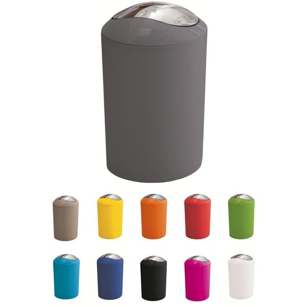 KW "Gleam 5Ltr Swing Bin - Compact Bathroom/Kitchen/Waste Bin (Grey)