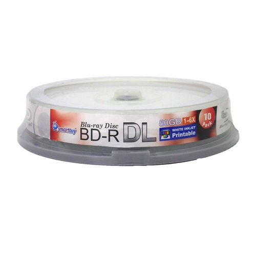 Smartbuy 50gb 6X Blu-ray Bd-r Dl Dual Layer Blank White Inkjet Printable Recordable Media Disc Spindle (40-Disc)