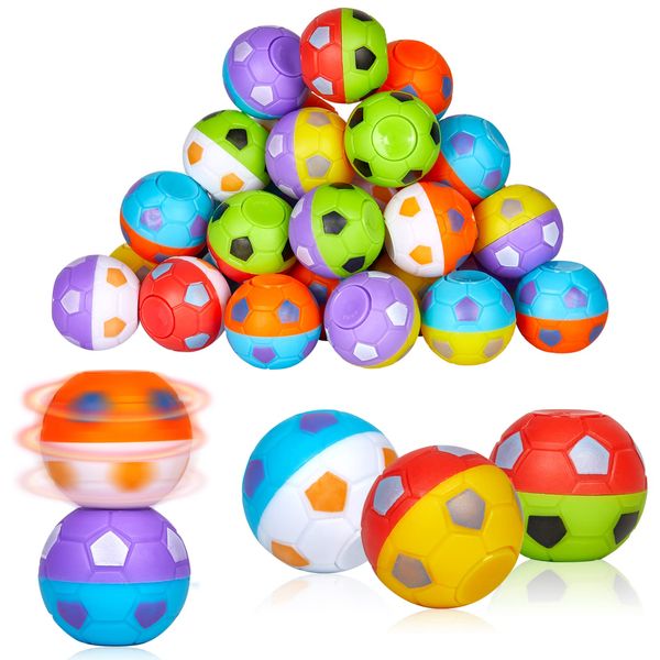 24 Pack Party Favors for Kids 8-12 4-8 Mini Soccer Ball Fidget Spinners Bulk, Soccer Fidget Toys Goodie Bag Stuffers, Soccer Stress Balls Treasure Box Toys for Classroom Prize Return Birthday Gifts