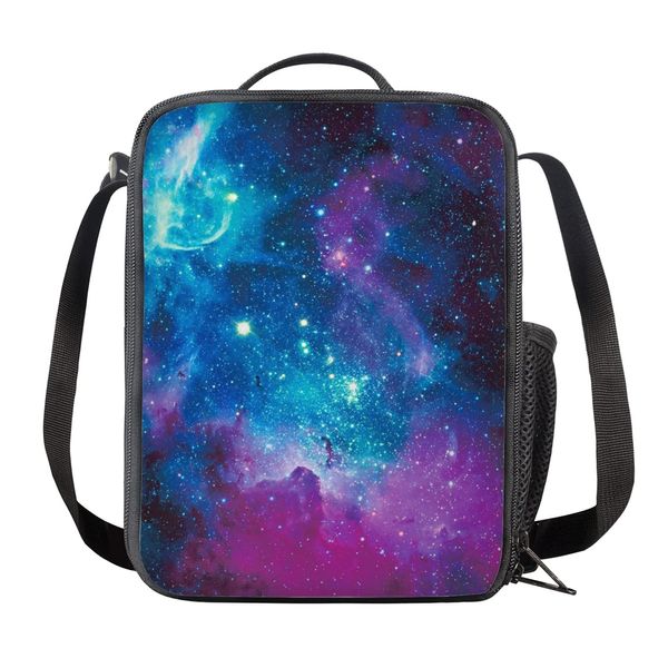 HELLHERO Galaxy Lunch Box for Kids Adults Lunch Bag Reusable Insulated Lunchboxes Meal Cooler Tote Bags for Office Work Hiking Outdoor Picnic Beach