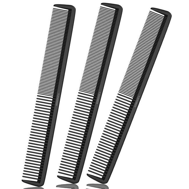 3 Stücke Haarkamm Männer - Bruchfester Premium Carbon Kamm Herren - Grob fein 2 Zahnungen - Friseur- Kamm Männer & Frauen - Haarschneidekamm - Hair Comb