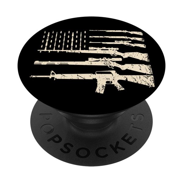 Guns USA Flag American Flag Rifles Weapons 2 Amendment PopSockets Swappable PopGrip