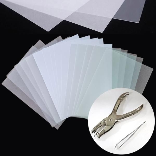 Shrinkle 50 sheets translucent opaque luminous shrink paper magic paper tweezers hole punch set completely transparent 50 sheets + tweezers... 1 set