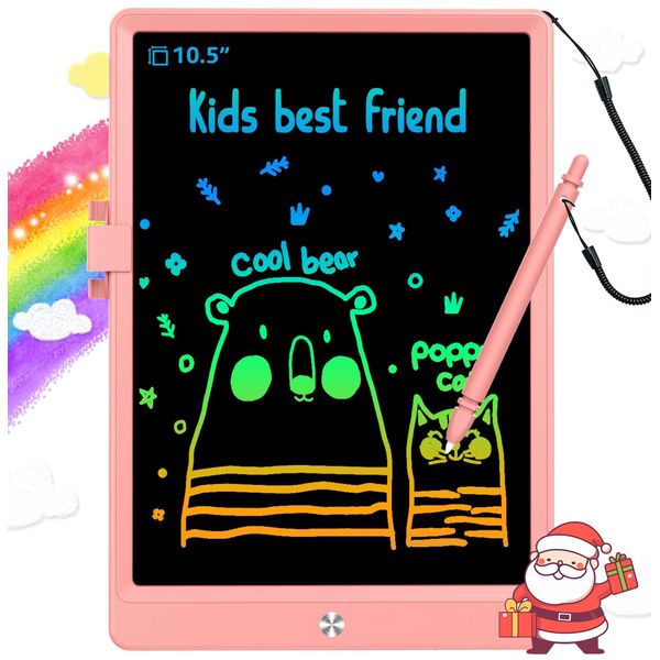 BUKEBU LCD Writing Tablet Doodle Board,10.5 inch Colorful Drawing Pad,Electronic Drawing Tablet, Drawing Pads,Travel Gifts for Kids Ages 3 4 5 6 7 8 Year Old Girls Boys (Pink)