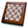 3dRose 8x8 Framed Tile - Pretty Pink and Cream Hydrangea Floral Pattern Patterns