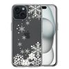 CuVery iPhone 15 Side TPU Back Polycarbonate Hybrid Clear Transparent Case Flower Pattern Snowflake