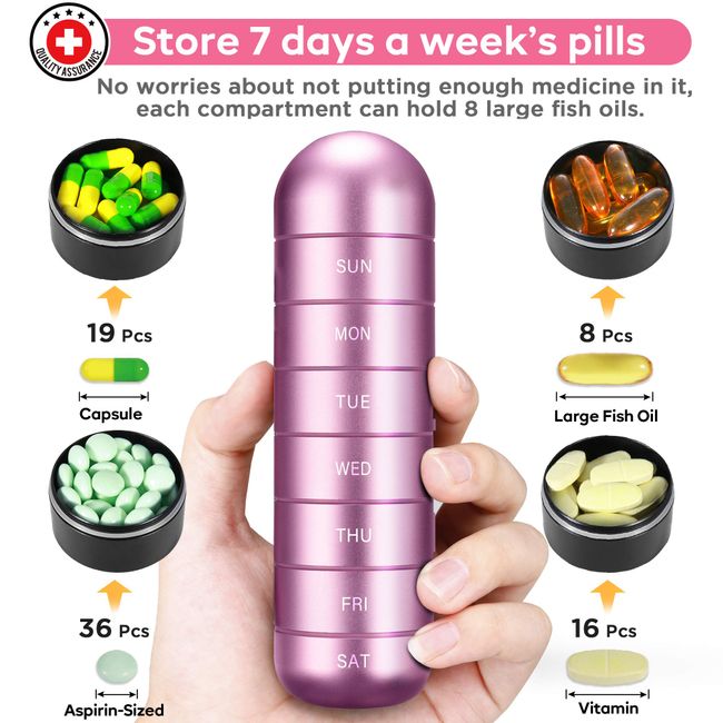 Metal Weekly,stackable Waterproof Travel Pill Box,pill Case