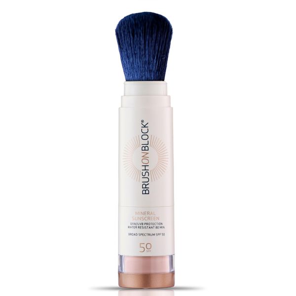 Brush On Block SPF 50 Mineral Powder Sunscreen, Translucent, Broad Spectrum, Water Resistant Face Protection, For All Skin Tones & Types, Reef Friendly, Mfg in USA