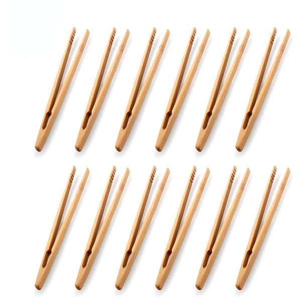 12pcs Sweet Tongs Wood Toast Tongs Bamboo Kitchen Tongs for Cooking Tea Utensil Sugar Bamboo Salad Tongs Kongfu Tea Wooden Tea Clip Food Tea Tweezer