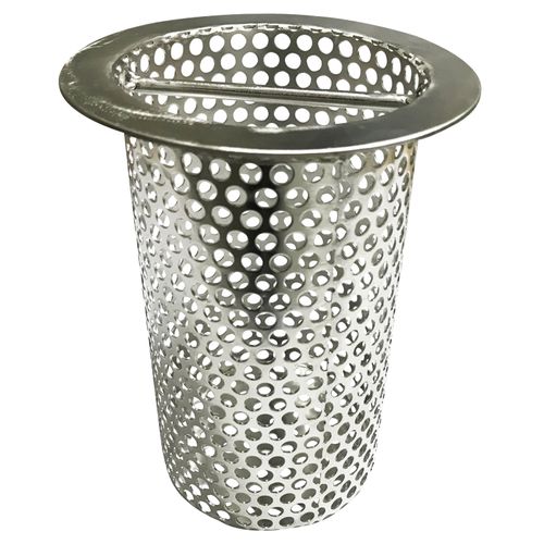 4in Commercial Floor Drain Strainer, 316 Stainless Steel Floor Drain Filter 4in Tall with Carry Handle, Finely Polished Drain Basket for Factory Kitchen Hospital Restaurant