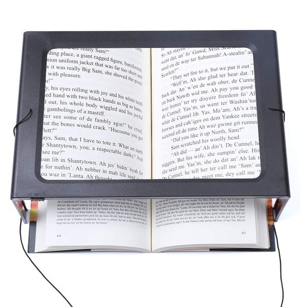 Hands-Free Magnifying Glass Large Full-Page Rectangular 3X Magnifier LED Lighted Illuminated Foldable Desktop Portable for Elder