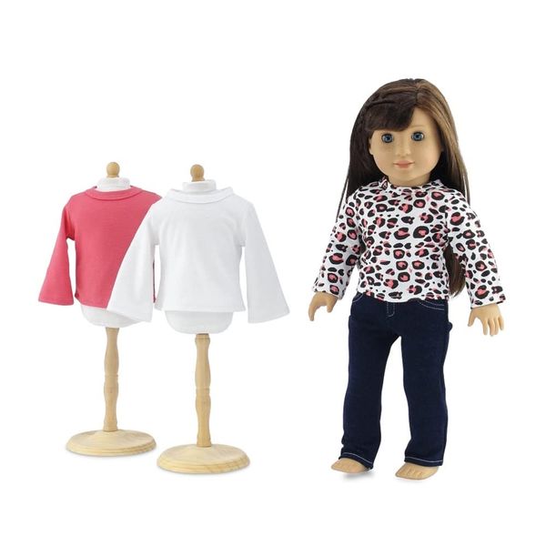 Emily Rose Doll Clothes | 18-inch Doll Stretch Jeans Accessories with 3 Soft, Long Sleeved T-Shirts Tees Value Basics Collection - 18" Doll Outfit | Gift Boxed! | Compatible with American Girl Dolls