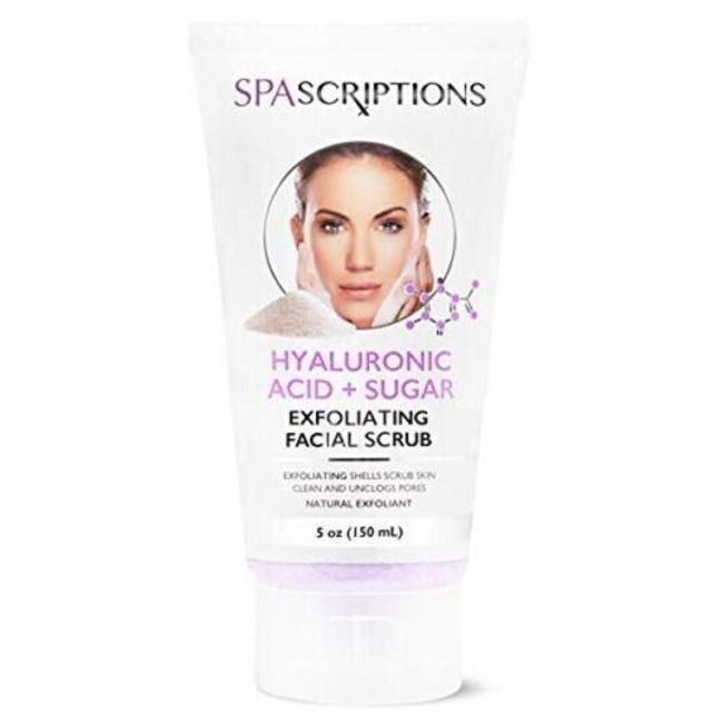 Spascriptions Hyaluronic Acid + Sugar Exfoliating Facial Scrub  PECAN SHELL 5oz