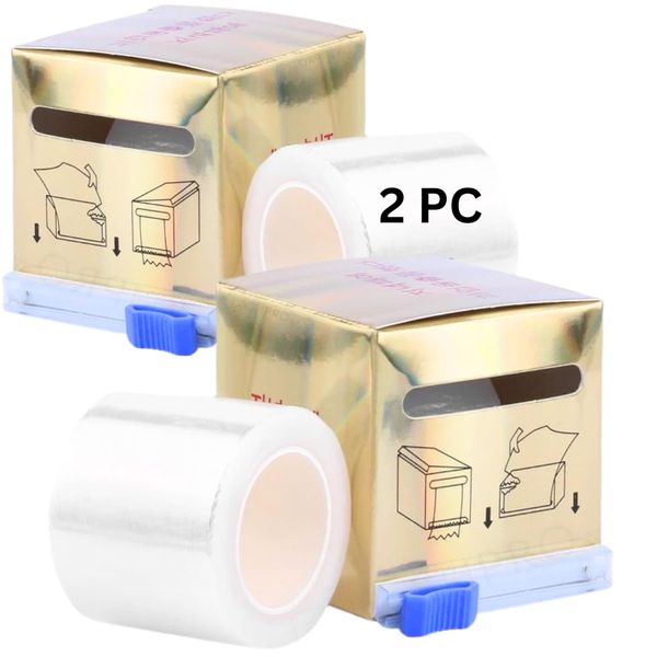 LEES A.M. 2 Pcs Disposable Eyebrow Tattoo Plastic Wrap Preservative Film, Microblading Supply Kit for Brow and Lip Permanent Make Up PMU, Lash Lift Lamination Tint Cover Tape Roll, Clear