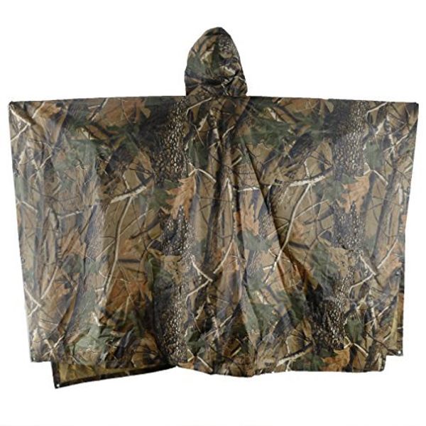 Ellen Multifunction Waterproof Raincoat Military Camouflage Poncho For Camping Tent Rain Cover Outdoor (Maple Leaf Camouflage)