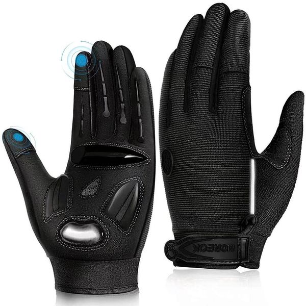 BIKINGMOREOK Cycling Gloves Bike Gloves Biking Gloves for Men Women,Full Finger Mountain Bike Gloves-Black-L