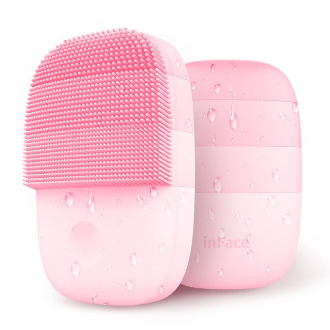 2022 Sonic Facial Cleansing Brush, with 3 Vibration Speeds, IPX7 Waterproof, and Full-Body Silicone Designed to Deeply Cleanse, Exfoliate, and Gentle Massage for Women & Men, inFace MS2000 Pink