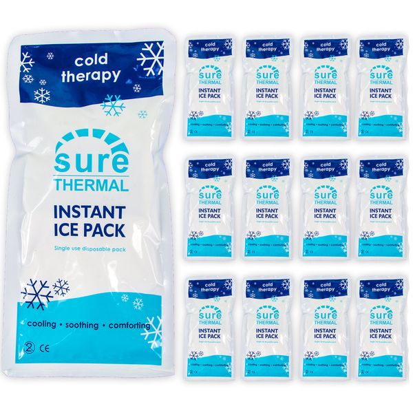 26cm x 12cm Instant Ice Pack for Sprains, Bruises & Bumps (Pack of 12)