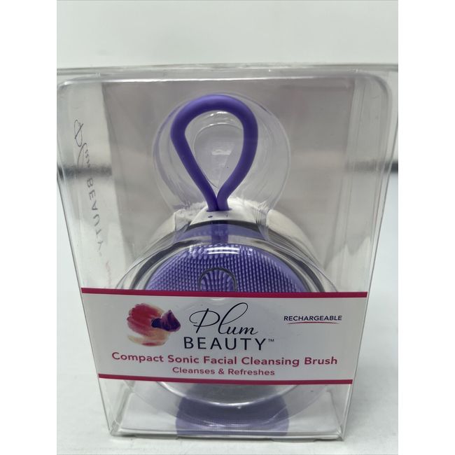 Plum Beauty Purple Compact Sonic Facial Cleansing Brush Rechargeable 3 Speeds