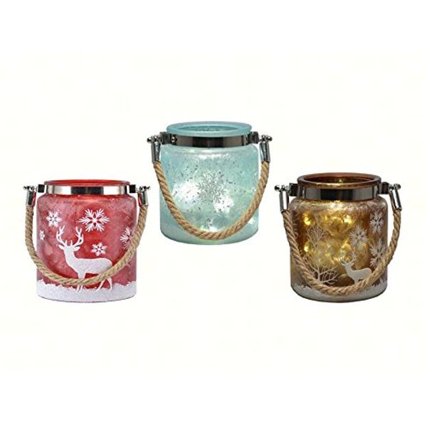 Mark Feldstein Nordic Glass Canister w/LED String Lights