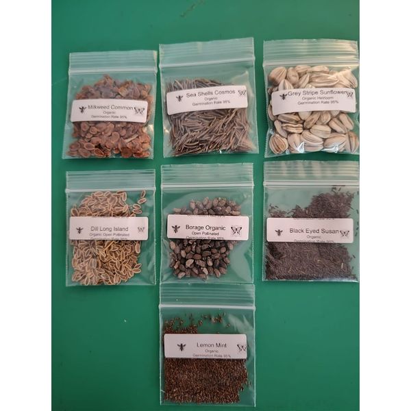 Pollinators Favorite Garden Seeds. 100% Seed. 7 Varieties, All Organic & Non-GMO