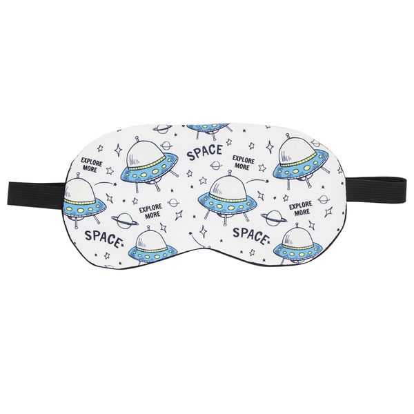 CHEERYMAGIC Silk Sleep Mask, Kids Sleeping Mask, Silk Eye Mask, Blindfold for Sleeping, Elastic Headband Sleeping Mask, Space Cartoon Pattern Print Eye Covers for Travel Works A9TKYHYZ (Planet)