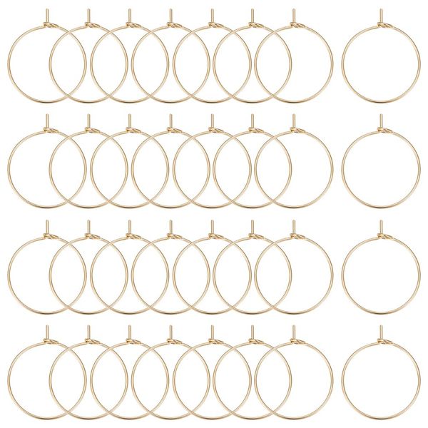 Beebeecraft 1 Box 100Pcs Hoop Earring Findings 18K Gold Plated 20mm Wine Glass Charms Rings with 0.7mm Pin DIY Earring Beading for Hoop Earrings Making