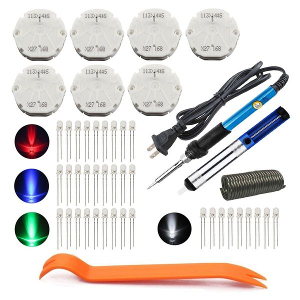 Zinger Instrument Cluster Gauge Stepper Motor Repair Kit X27 168 Fits 03-06 GM Chevy Silverados Tahoes Yukons(7Motors+36Led Light Bulbs+Soldering Iron+Solder Sucker+Remove Tool+Flux Rosin Core Solder)