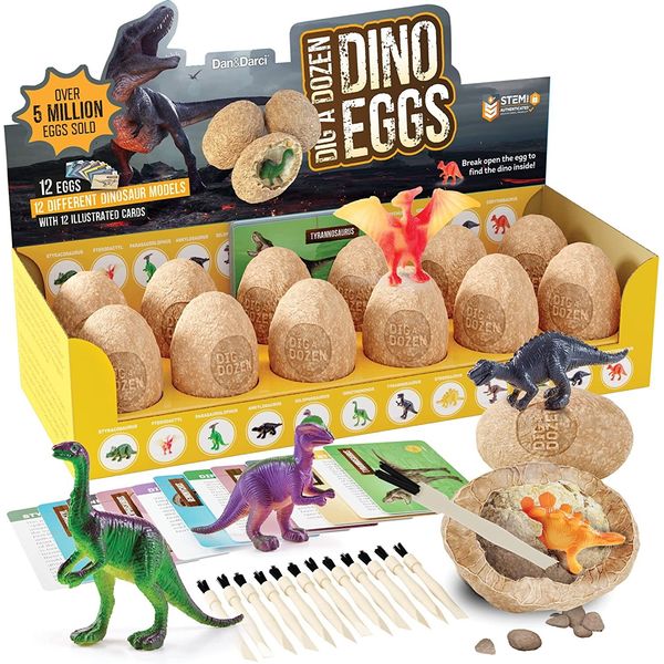 Dig a Dozen Dino Egg Kit - Easter Dinosaur Dig up 12 Eggs & Discover Dinosaurs 