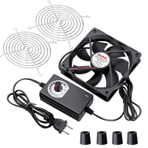 Wathai 120mm x 25mm AC Powered Computer Fan with AC Plug 110V 120V 220V 240V Variable Speed Controller 3V to 12V, for Biltong Box Greenhouse Receiver Amplifier Xbox DVR PlayStation Component Cooling