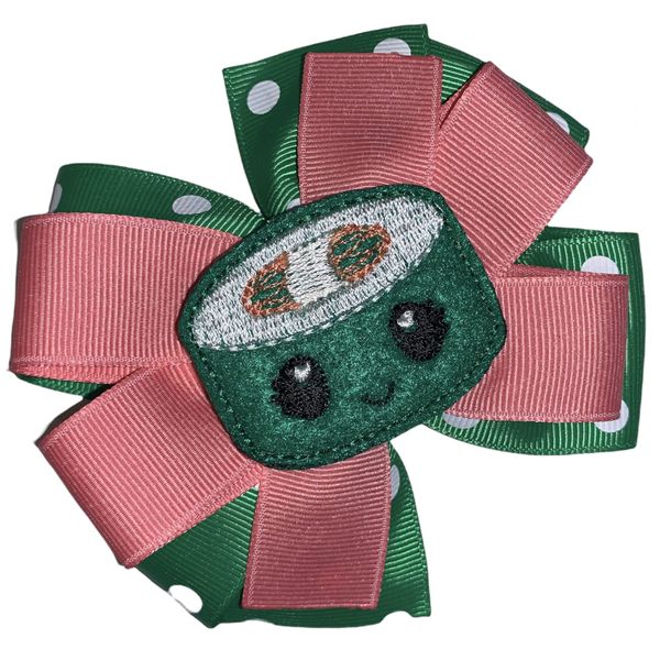 Sushi Roll Pinwheel Hair Bow 4"