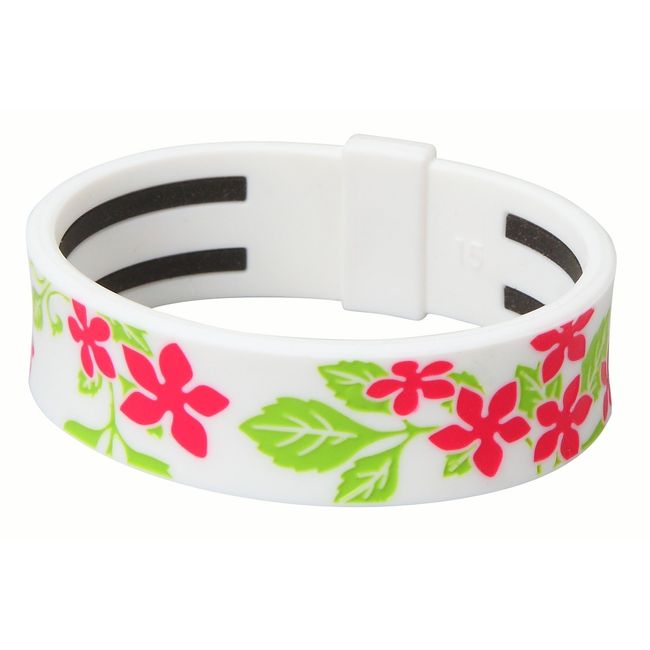 Phiten RAKUWA Bracelet, Breath S, Silicone, Floral Design, 5.9 inches (15 cm)