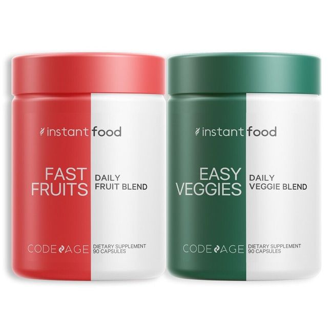 Codeage Instantfood Easy Veggies + Fast Fruits Vitamins Bundle Whole Food Vegan