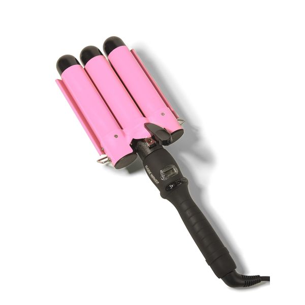 Trademark Beauty Babe Waves Jumbo -Three Barrel Hair Waver, Curling Iron, 1.25 Inch, Quick Heat, Adjustable Temperature Hair Curler - Pink