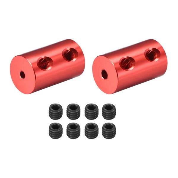 DMiotech 2pcs 2-3mm Bore L20XD12 Rigid Coupling Shaft Coupling Joint Connector with Screws Aluminum Alloy Motor Shaft Connector for 3D Printer Red