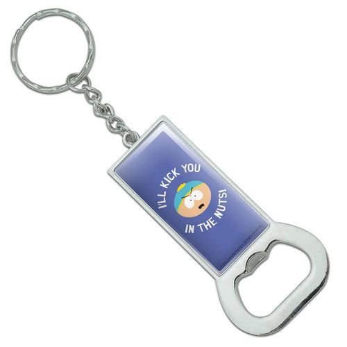 GRAPHICS & MORE South Park Cartman Kick You in The Nuts Keychain Rectangle Chrome Plated Metal Bottle Cap Opener