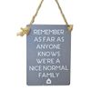 Mini Metal Hanging Sign - Remember we are a nice normal family