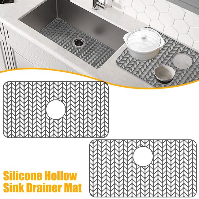 Silicone Dish Drying Mat - Flexible Rubber Dish Draining Mat, Heat  Resistant Silicone, Counter Top Mat, Sink Mat 