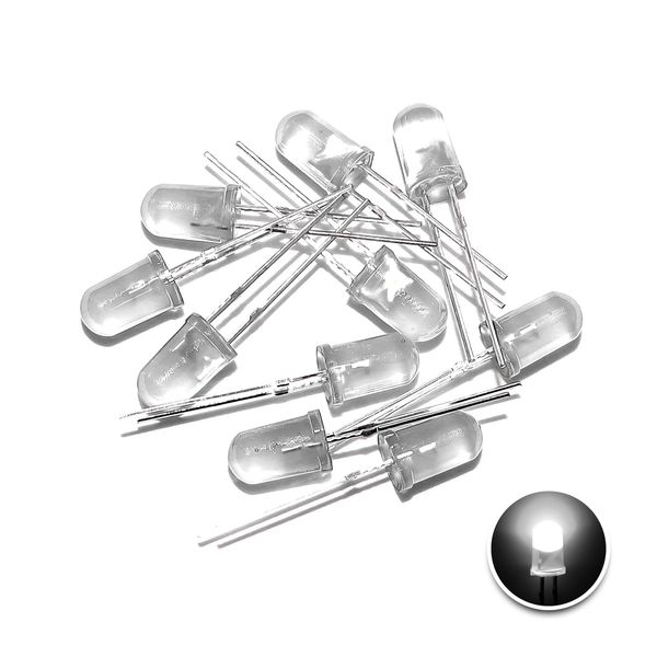 DSSRQI 100pcs Super Bright 5mm LED Diode Lights Emitting Lighting Assorted Kit White