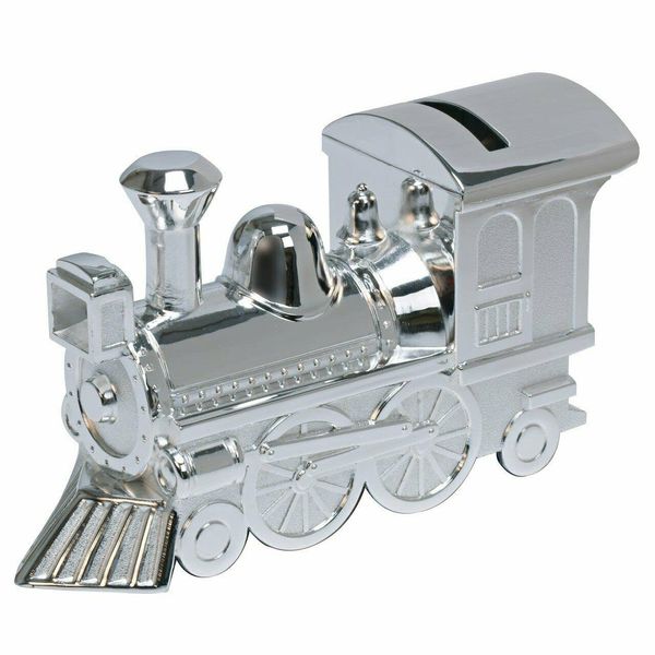 Juliana Silver Train Money Box for Children - Boys Girls - Unisex - Perfect Keepsake Gift