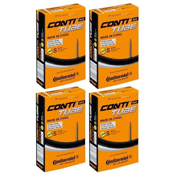 Continental Race 28" 700x20-25c Inner Tubes - 60mm Presta Valve (Pack of 4 Tubes)