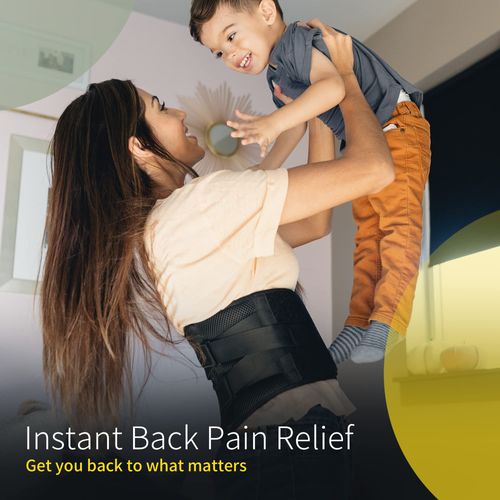 BraceUP Back Support with Lumbar Cushion - Back Support, Back Support Belt, Lumbar Support for Men and Women (L/XL)