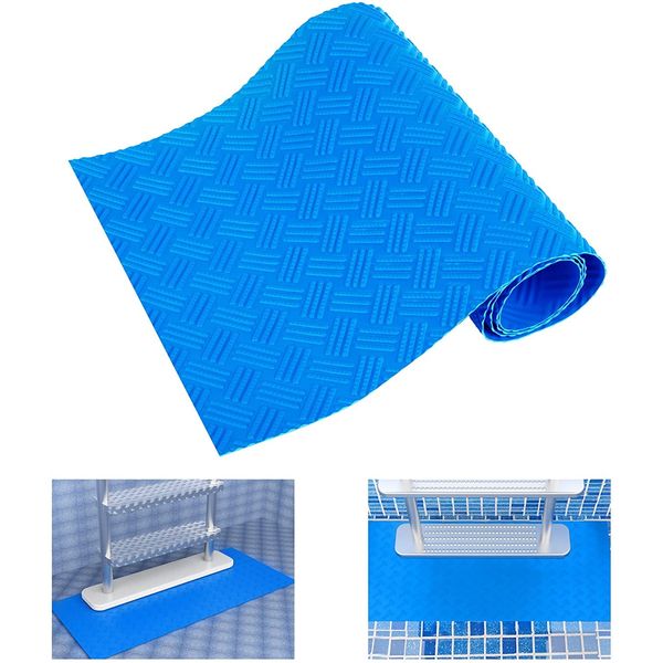 GIONAR 23x90cm Swimming Pool Ladder Mat Non-Slip Pool Step Pad-Medium Swimming Pool Mat Safety Liner for Swimming Pool Liner and Stairs Protective (Stripe 1pcs)