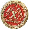 RecoveryChip 10 Year AA Medallion Reflex Red Gold Plated Chip