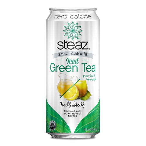 Steaz Organic Zero Calorie Half Iced Green Tea & Half Lemonade, 16 OZ (Pack of 12)