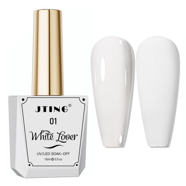 Milky White Gel Nail Polish - White Gel Nail Polish - French Manicure Gel Polish - High Glossy White Nail Varnish - Nude Color Translucent Nail Gel Soak Off UV LED Nail Lamp