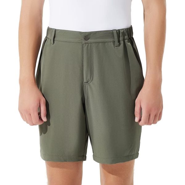 SURFEASY Men's Golf Shorts 9" Inseam Stretch Flat Front Quick Dry Casual Dress Short Lightweight Outdoor Hiking Cargo Shorts Stretch Lightweight(Light Green,2XL)